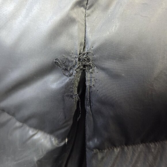 Hudson's Bay Coat Womens Small Black Long Puffer Hooded Down Striped Lightweight - Picture 14 of 16